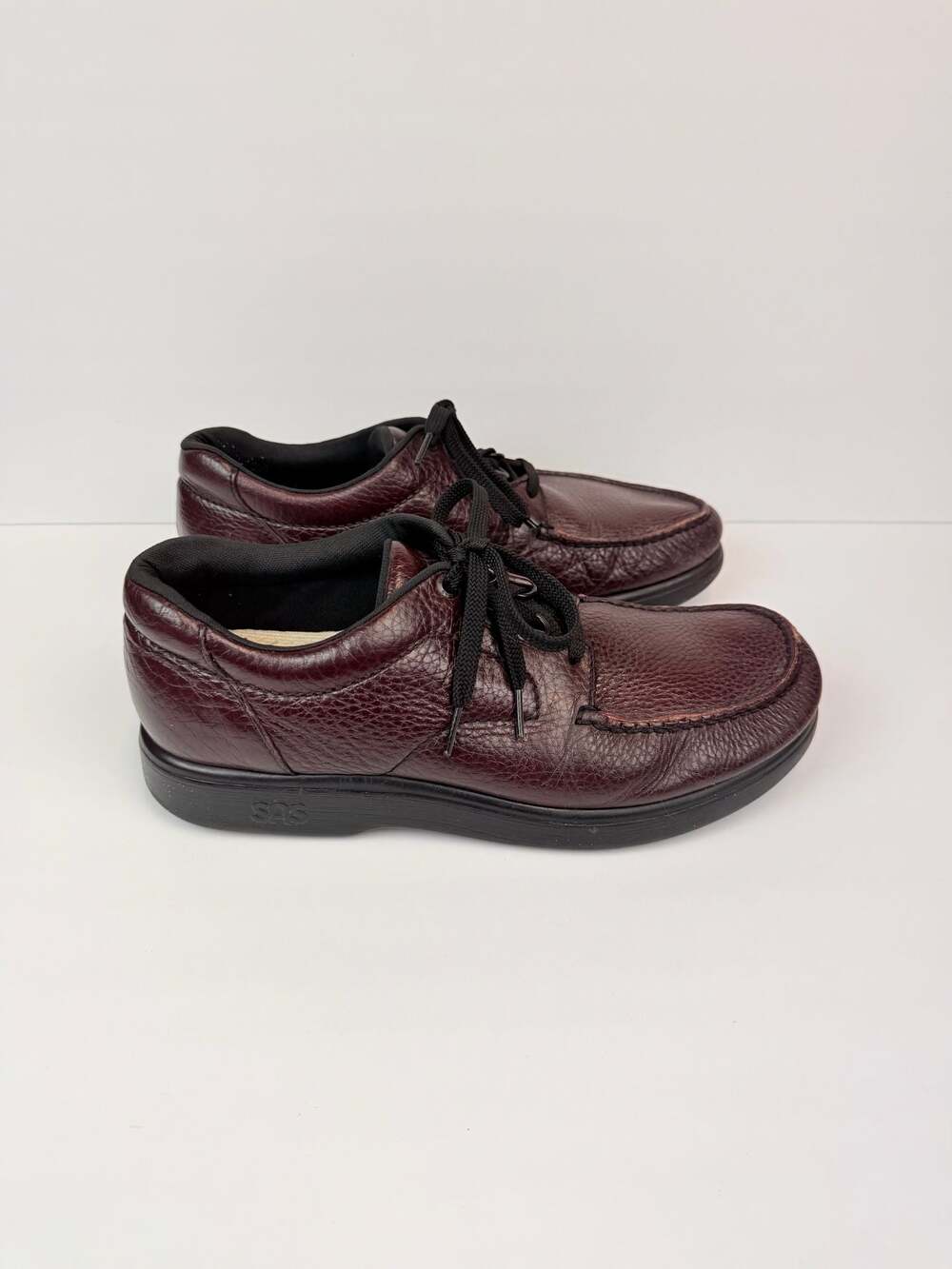 SAS Bout Time Cordovan Leather Moc Toe Lace Up Walking Shoes Men's Size 10.5 N